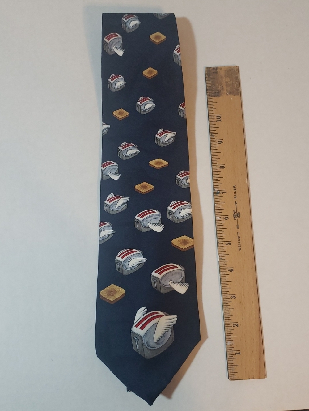 After Dark Flying Toasters Tie Novelty Toaster & Toast Pattern Tie - Navy